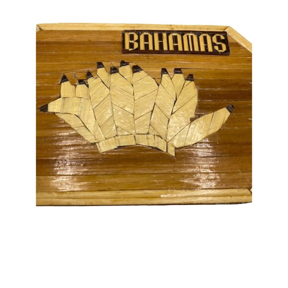 Handmade Octagonal Bahamas Wooden Trinket Jewelry Box /with lid. Lined Souvenir - Picture 3 of 10